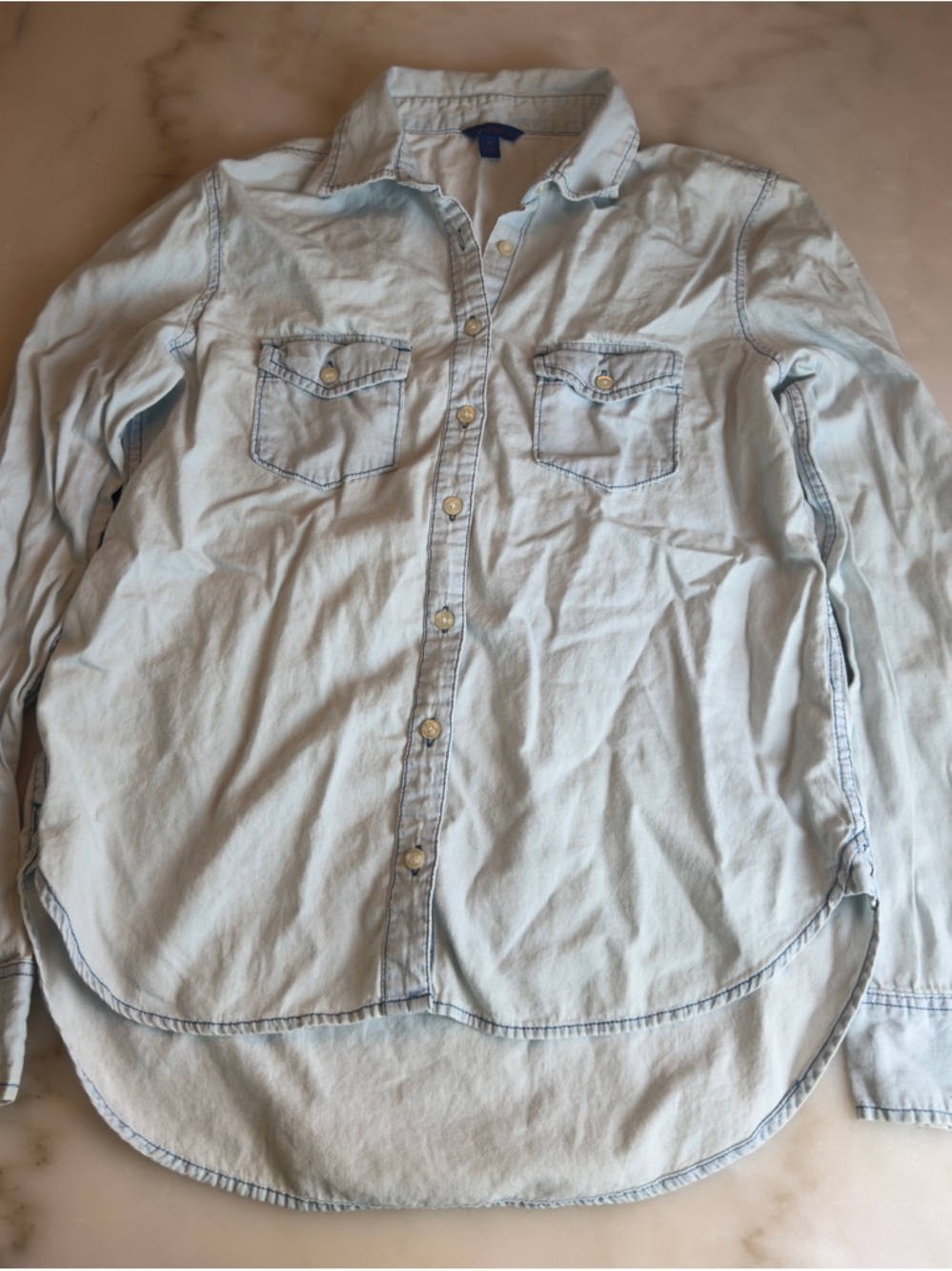 Aeropostale Light Blue Chambray Men's Button-Down Shirt